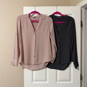 Express Women's Button-Down Shirts - Pink and Gray
